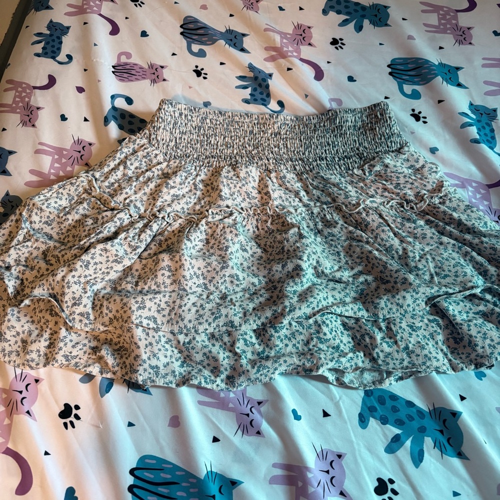 Sienna Sky Floral Skirt in Blue and White
